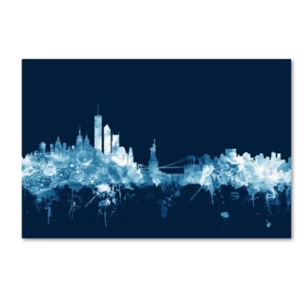 Michael Tompsett 'New York Skyline Navy' Canvas Art, 16x24, Trademark Fine Art, Mfr#: MT1187-C1624GG